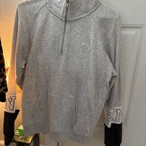 PINK Victoria's Secret Gray Quarter-Zip Sweatshirt